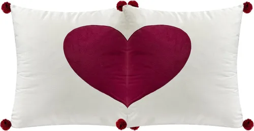 pinkblume Paquete de 2 fundas de almohada de terciopelo con forma de corazón de color burdeos de 18 x 18 pulgadas con pompones, fundas de almohada