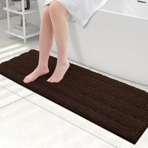 Miniatura 192 de Grandaily Alfombras de baño de felpilla a rayas de 24 x 16 pulgadas, extra gruesas y suaves, absorbentes, parte trasera de goma, alfombra de ducha