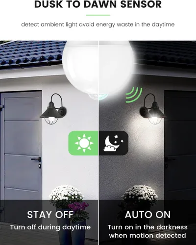 Miniatura 2 de OHLUX Bombillas con sensor de movimiento para exteriores, 13 W (equivalente a 100 W), bombilla LED de seguridad activada por movimiento