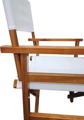 Miniatura 4 de Folding Director Chair Set of 2 – White Wood and Canvas Foldable Chairs for Indoor Outdoor Use, Portable Populus Frame Seating