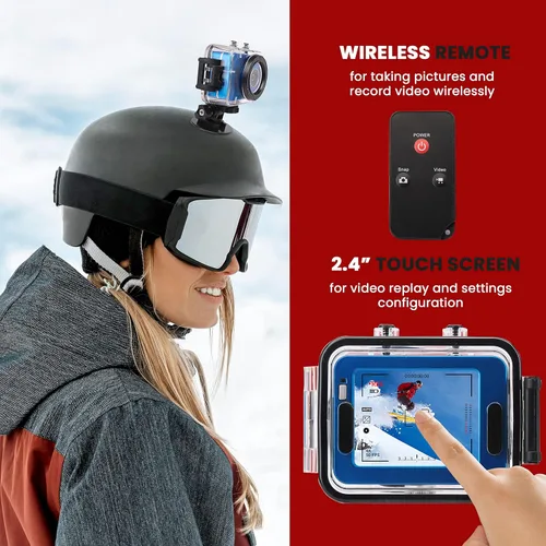 Miniatura 7 de Sound Around Gear Pro Sports Action Camera - Mini videocámara HD 1080P con cámara de 12 MP, pantalla táctil de 2.4 pulgadas, tarjeta USB SD HDMI