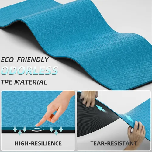 Miniatura 4 de Tapete de yoga extra largo y ancho para hombres y mujeres altos, 2.992 x 1.283 x 0.276 in, TPE de alta densidad antideslizante en ambos lados
