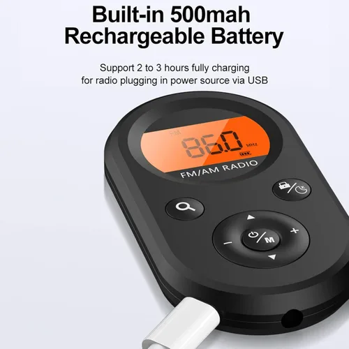 Miniatura 7 de Radio AM FM, mini radio de sintonización digital, radio estéreo portátil con auriculares, 76 a 108 MHz FM 520/522 a 1710 KHz AM para senderismo