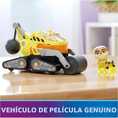 Miniatura 3 de Paw Patrol: The Mighty Movie, camión de juguete de construcción con Rubble Mighty Pups, figura de acción, luces y sonidos, juguetes para niños