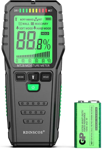 Miniatura 10 de Medidores de humedad sin pines, probador digital de humedad de madera no invasivo, detector de fugas de agua para pared, madera, edificio, leña
