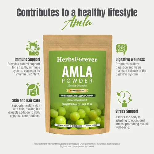 Miniatura 6 de Herbsforever Amla Powder Phyllanthus Emblica Rico en vitamina C y antioxidantes naturales Apoya la inmunidad y la digestión saludables