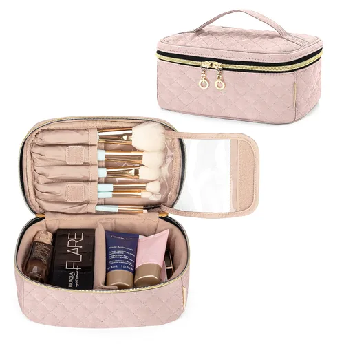 Miniatura 9 de Teamoy Estuche de viaje para brochas de maquillaje, bolsa organizadora de maquillaje con asa para brochas de maquillaje (hasta 8 pulgadas) y Negro