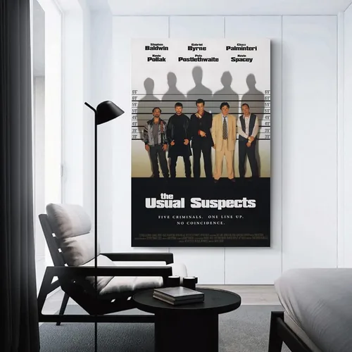 Miniatura 3 de ADOVZ Pósteres de películas retro de The Usual Suspects de los años 90, póster vintage para decoración del hogar, arte de pared, impresión de imagen