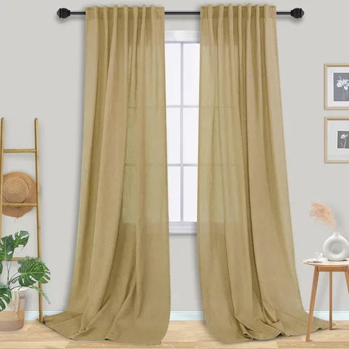Miniatura 19 de Cortinas de lino azul claro de 90 pulgadas de largo para sala de estar, dormitorio de niñas, guardería, decoración acogedora de verano, bolsillo