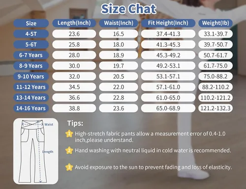 Miniatura 7 de Leggings para niñas, pantalones acampanados cruzados con bolsillos, color negro, suaves, elásticos, de cintura alta, para niños, yoga, danza