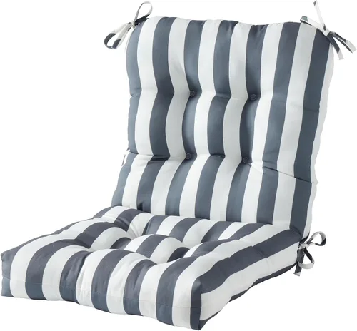 Miniatura 18 de Cojines para silla de exterior con bisagras, diseño de una sola pieza, cojín reversible para asiento y respaldo de patio con lazos, tela