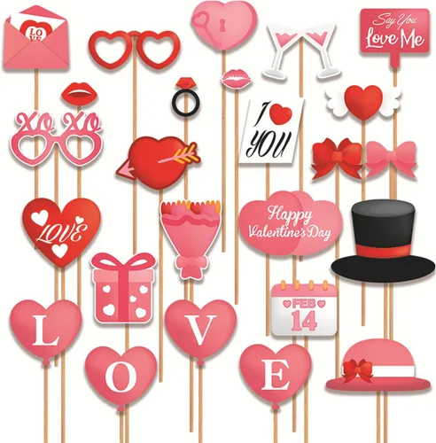 Accesorios para cabina de fotos del día de San Valentín, accesorios para sesión de fotos para sesión de fotos, máscaras divertidas, gafas de
