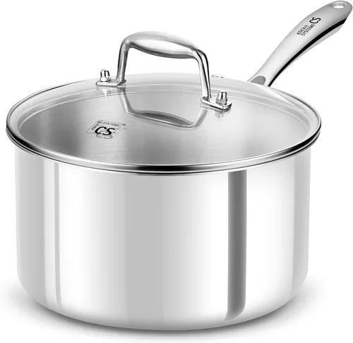 Miniatura 10 de KOCH SYSTEME CS Triply - Juego de cacerolas de acero inoxidable de 1 cuarto de galón, 2 cuartos y 3 cuartos de galón de acero inoxidable con tapa
