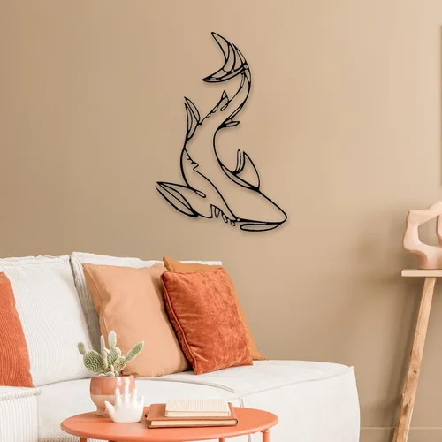 Miniatura 6 de Xedatric Decoración de pared de metal de tiburón, llamativa escultura náutica de pared para baño, dormitorio, hogar, arte marino duradero