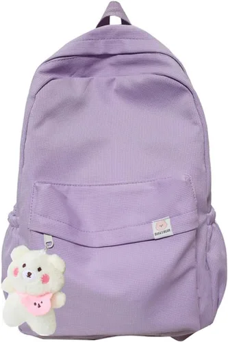Miniatura 10 de Eagerrich Mochila Estética Mochila Bonita Útiles Escolares Bolsa para Laptop para Adolescentes Niñas Mujeres Estudiantes Color Sólido, Azul