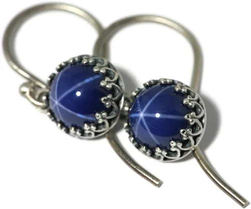 Pendientes colgantes de corona de zafiro azul creado