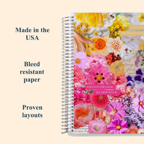 Miniatura 4 de Erin Condren 7x9 Floral Collage Coiled Notebook - dot grid, platinum coil