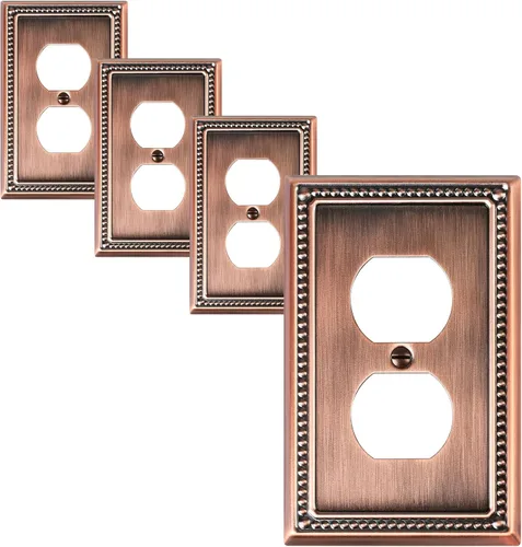Miniatura 154 de Paquete de 4 placas de cubierta para interruptor de luz de palanca individual, cubiertas decorativas de perlas, placa de pared de metal almendra