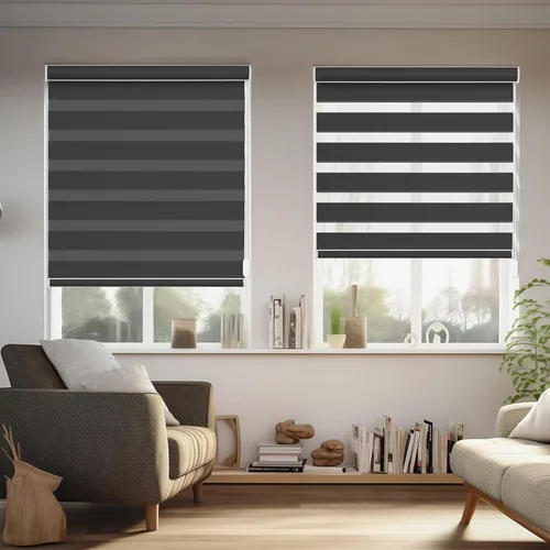 Miniatura 22 de Persianas de cebra Changshade para ventanas interiores con filtro de luz, persianas de cebra con cordón para puertas corredizas de vidrio