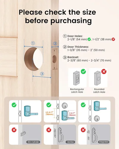 Miniatura 4 de Hidalife Cerradura de puerta de entrada sin llave, cerraduras inteligentes para puerta delantera, perilla de puerta con teclado con asa, pantalla