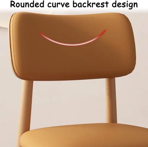 Miniatura 7 de YVYKFZD Solid Wood Dining Chairs, Kitchen Chairs Set with Curved Backrest, Leather Upholstered Dining Room Chair, Armless Living Room Chair, for