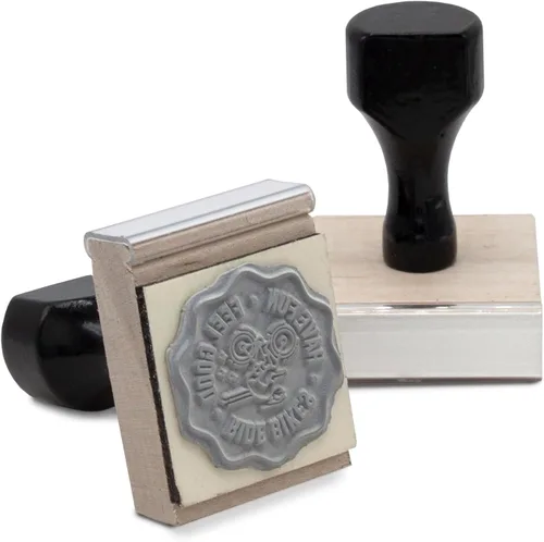 Miniatura 2 de Infusion Sello de madera tradicional con mango de madera negra (1" x 1")