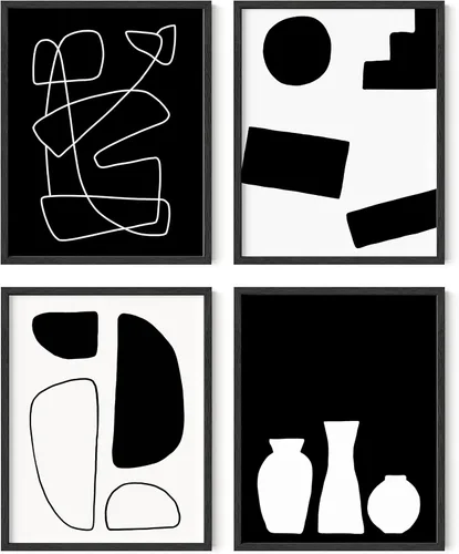 Miniatura 46 de HAUS AND HUES Arte abstracto para pared en blanco y negro, juego de 4 pósteres minimalistas en blanco y negro para paredes, pósteres estéticos Juego