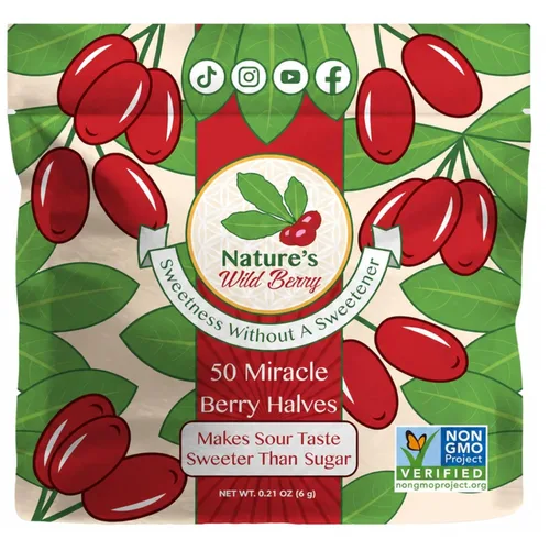 Nature's Wild Berry Miracle Berries – 50 mitades de bayas que cambian de sabor | Paquete de recarga resellable | Liofilizadas en Estados Unidos |
