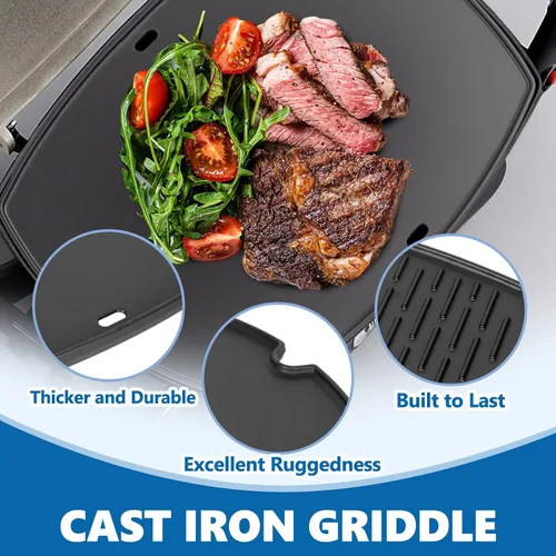 Miniatura 6 de Safbbcue 7583 - Plancha de hierro fundido de 21.5 pulgadas para Weber Q2200 Q2000 Q2400 Q200 Q220 Q240 Series Placa de parrilla de gas para Weber