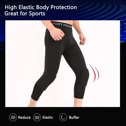 Miniatura 11 de SS COLOR FISH Leggings de baloncesto para hombre con rodilleras, mallas de compresión 3/4, pantalones deportivos atléticos de capa base