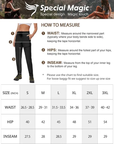 Miniatura 7 de SPECIALMAGIC Womens Hiking Pants Lightweight Quick Dry Cargo Pants Water Resistant Travel Work Pant