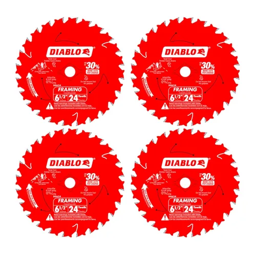 Freud D0624X Diablo - Hoja de sierra para enmarcar ATB de 6-1/2 pulgadas, 24 dientes, eje de 5/8 pulgadas (paquete de 4)