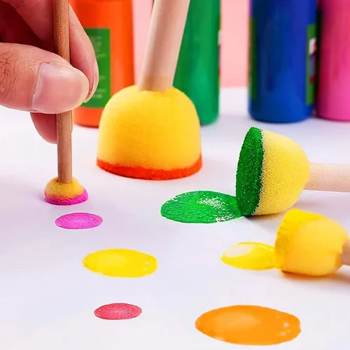 Miniatura 6 de Juego de 30 esponjas redondas, pinceles de esponja redondos para pintar, esponjas de pintura para acrílico, herramientas de pintura para niños