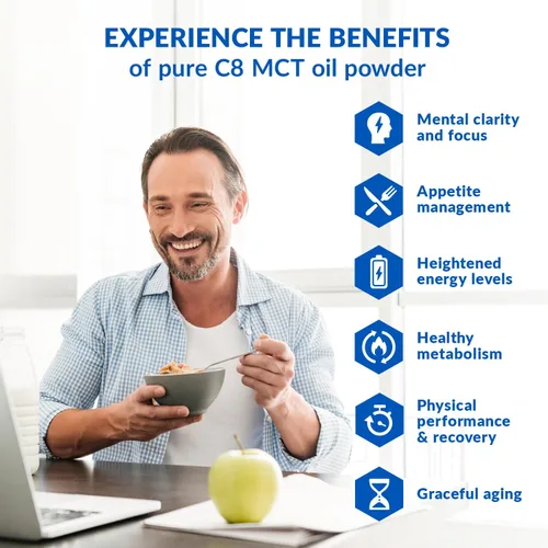 Miniatura 4 de BioTrust Keto Elevate - Aceite en polvo C8 MCT, crema cetogénica de café MCT, crema de café Keto - Energía limpia, enfoque mental y claridad - Polvo