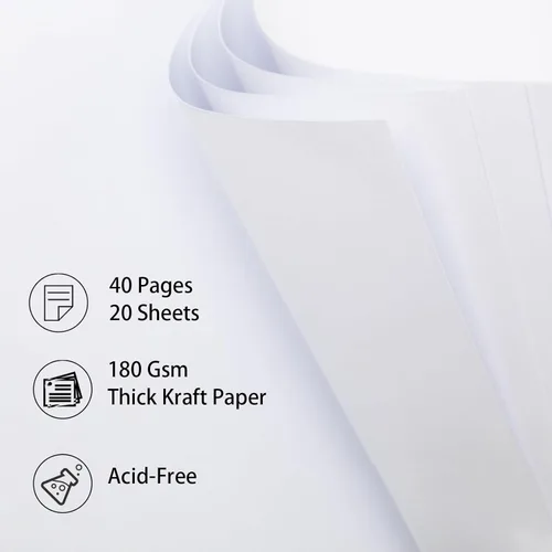 Miniatura 3 de Álbum de recortes pequeño de 7 x 7 pulgadas, mini álbum de fotos de lino, libro de recuerdos de páginas blancas de papel kraft para boda, bebé