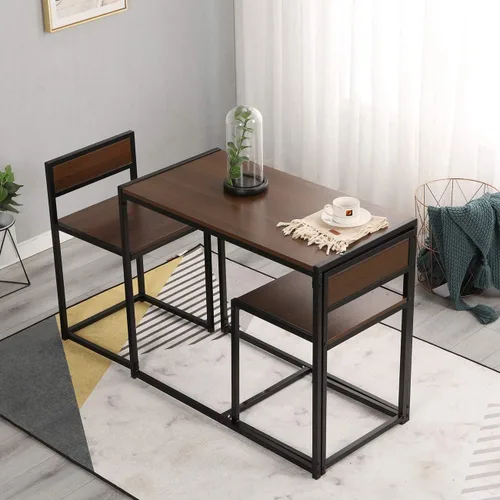 Miniatura 6 de SogesHome Juego de mesa de comedor compacta con 2 sillas, juego de mesa pequeña de 3 piezas, juego de sillas de mesa de desayuno para cocina, sala