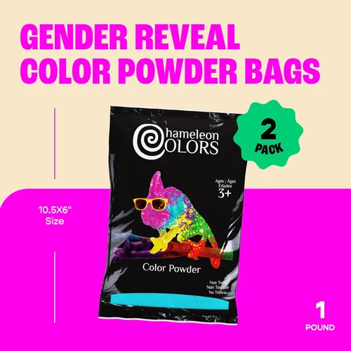 Miniatura 2 de Chameleon Colors Blue Gender Reveal Powder - Dos bolsas de 1 libra - Color azul vibrante - Polvo para revelación de género de bebé niño - Bolsas