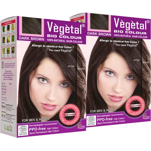 Vegetal Bio Colour Experience - Tinte para el cabello castaño oscuro, unisex, sin amoníaco, sin PPD, 100% orgánico y herbales, tinte para el cabello