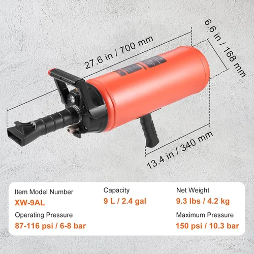 Miniatura 7 de VEVOR Asiento para neumáticos, 2.4 gal/9 L Inflador de neumáticos de aire, 150 PSI Herramienta de inflador de neumáticos portátil de mano, 87-116