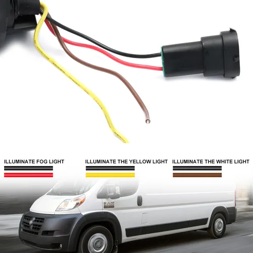 Miniatura 8 de Conjunto de lámpara antiniebla LED de repuesto para Ram Promaster 1500 2500 3500 2014-2023 Switchback ámbar blanco DRL Lámparas de conducción