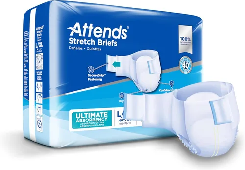 Miniatura 8 de Attends - Pañales desechables para incontinencia de adultos con diseño Stretch, talla Mediana/Regular, para cinturas de 31-52 pulgadas con cierre