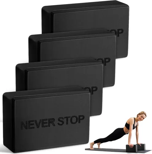 RoundFunny Paquete de 4 bloques de yoga antideslizantes para pilates, bloques de espuma de ladrillo para pilates, danza, gimnasia, entrenamiento,