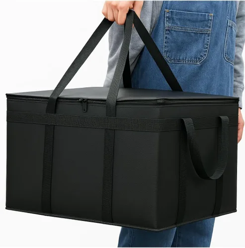Miniatura 23 de musbus - Paquete de 2 bolsas de compra aislantes XL, rojas, reutilizables, de alta resistencia, con cierre, plegables, para compras, para coche