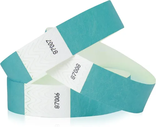 Miniatura 15 de 500 pulseras Tyvek verde neón para eventos, diseño a prueba de manipulaciones y color fluorescente que evitan la reutilización, pulseras de grado