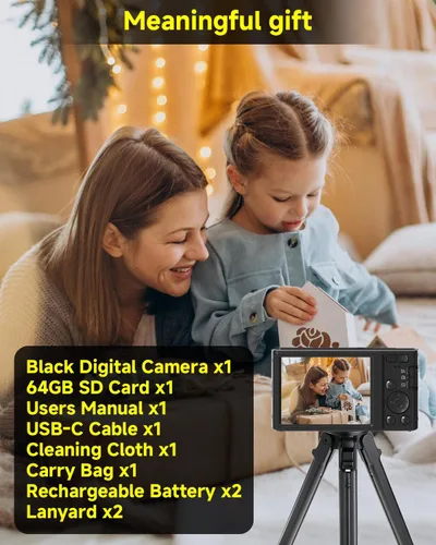 Miniatura 5 de Cámara digital 4K para adolescentes con enfoque automático de zoom de 16X, pequeña cámara portátil compacta para apuntar y disparar