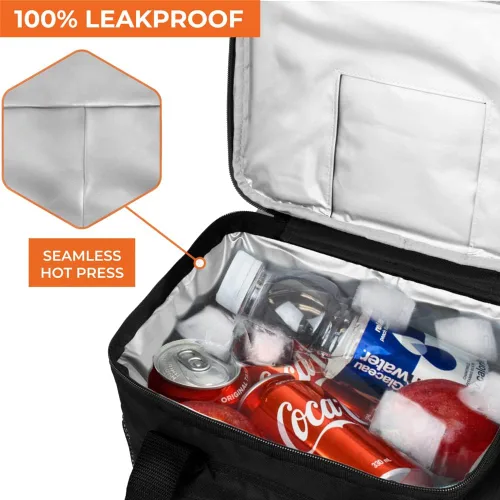 Miniatura 7 de OPUX Bolsa de enfriador suave, bolsa de almuerzo plegable aislada para hombres, trabajo, camping, playa, viaje, portátil, de lado suave, Negro