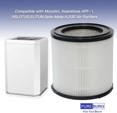 Miniatura 2 de PUREBURG Filtro de repuesto compatible con Morpilot, Keenstone, ASLOTUS ELITUN Safe-Mate KJ130V1 purificadores de aire, carbón activado HEPA H13