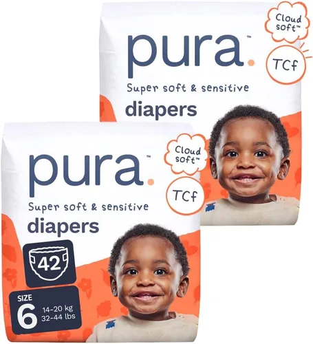 Miniatura 26 de Pura Pañales ecológicos talla 7 (33+libras) hipoalergénicos, TCF, algodón orgánico suave, sostenible, hasta 12 horas de protección contra fugas