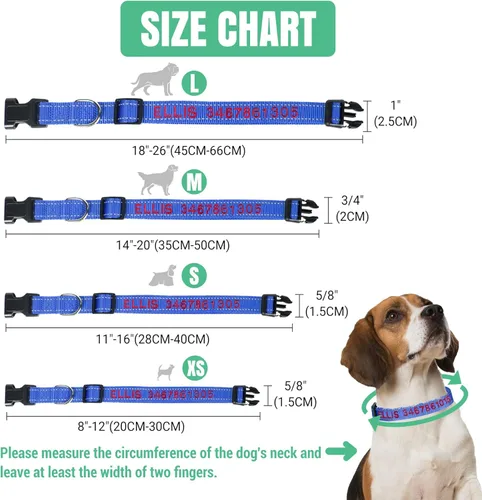 Miniatura 2 de Collares de perro personalizados con nombre y número de teléfono, tamaño S ajustable para niños pequeños, niñas, perros, collar reflectante
