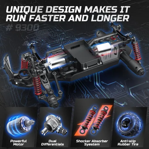 Miniatura 2 de DEERC Coche de control remoto de alta velocidad RC para niños y adultos, escala 1:16, 40 KM/H 4WD, camiones monstruo todoterreno, 2.4GHz, camiones